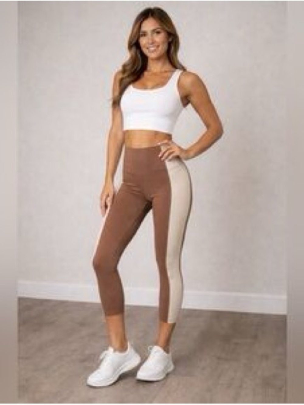 Abercrombie & Fitch Brown and Cream Colorblock Capris